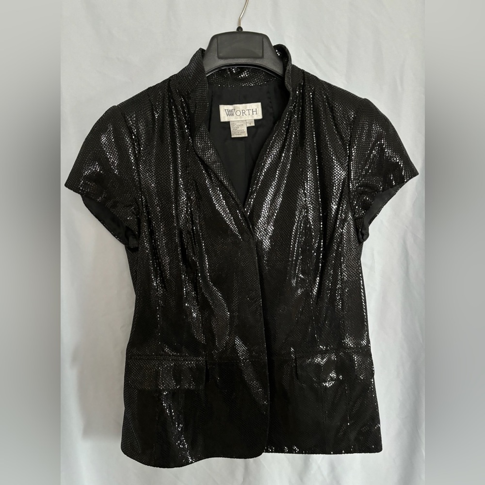 Black, button up, sequin
